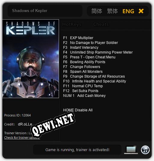 Shadows of Kepler: ТРЕЙНЕР И ЧИТЫ (V1.0.11)