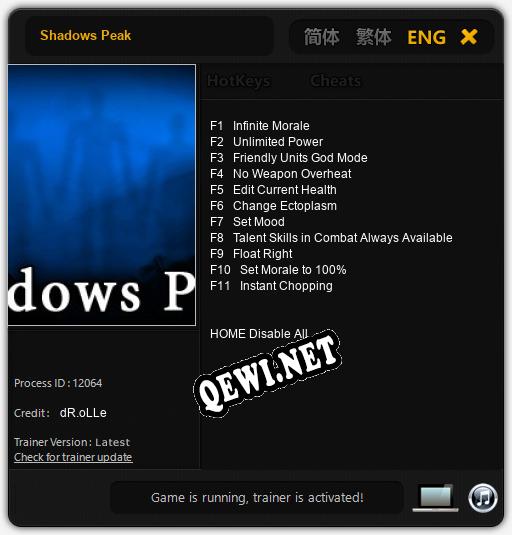 Трейнер для Shadows Peak [v1.0.2]