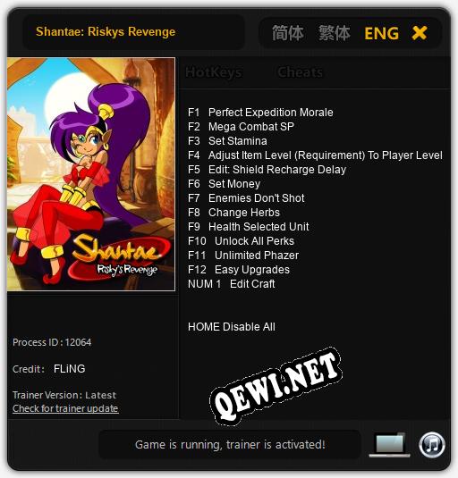 Трейнер для Shantae: Riskys Revenge [v1.0.4]