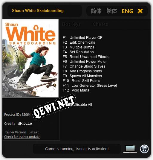 Shaun White Skateboarding: Читы, Трейнер +12 [dR.oLLe]