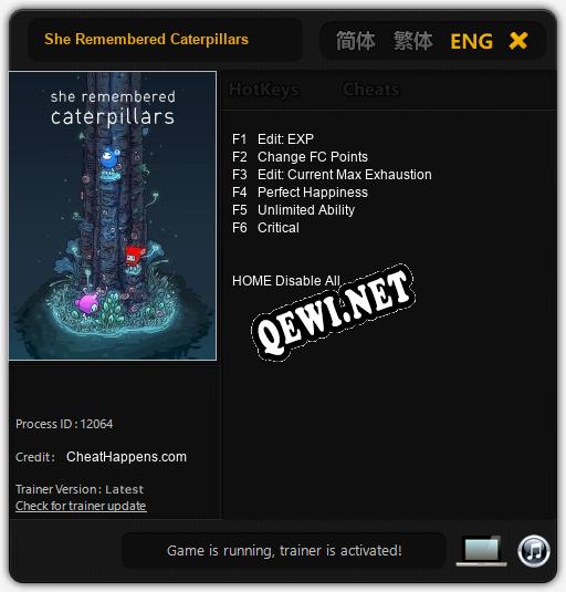Трейнер для She Remembered Caterpillars [v1.0.9]