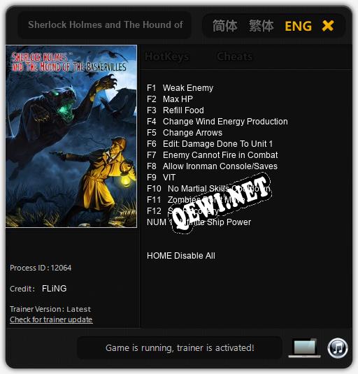 Трейнер для Sherlock Holmes and The Hound of The Baskervilles [v1.0.5]