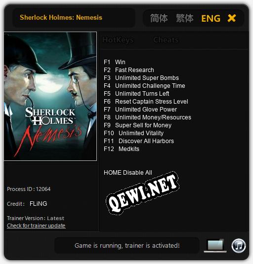 Sherlock Holmes: Nemesis: Трейнер +12 [v1.9]
