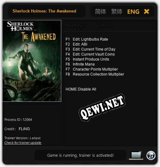 Трейнер для Sherlock Holmes: The Awakened [v1.0.6]