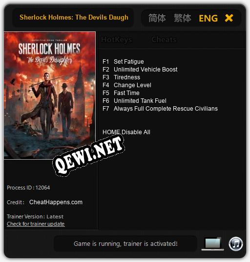 Sherlock Holmes: The Devils Daughter: Читы, Трейнер +7 [CheatHappens.com]