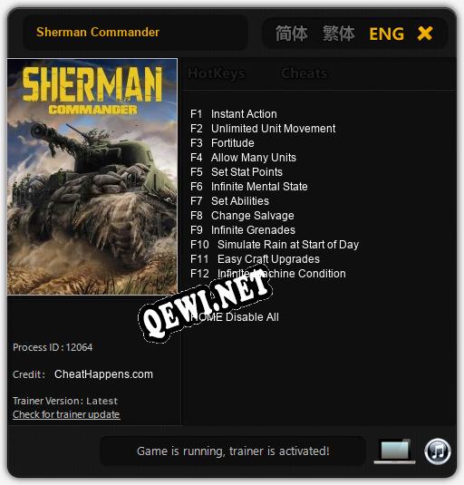 Sherman Commander: ТРЕЙНЕР И ЧИТЫ (V1.0.77)