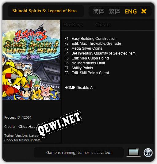Shinobi Spirits S: Legend of Heroes: ТРЕЙНЕР И ЧИТЫ (V1.0.29)