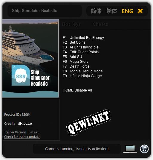 Трейнер для Ship Simulator Realistic [v1.0.1]
