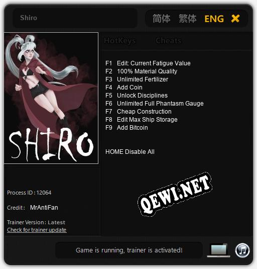 Shiro: Читы, Трейнер +9 [MrAntiFan]