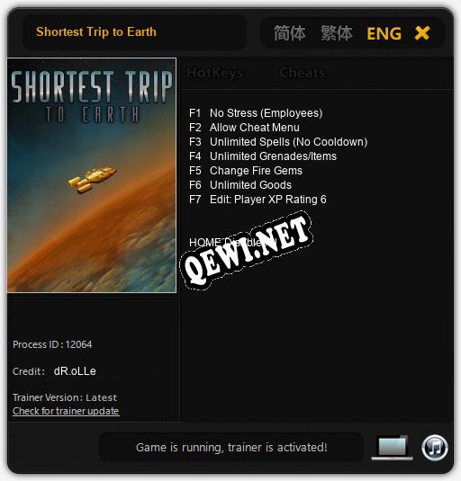Shortest Trip to Earth: Трейнер +7 [v1.9]