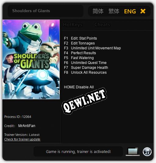 Трейнер для Shoulders of Giants [v1.0.8]