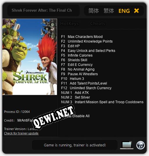 Shrek Forever After: The Final Chapter: ТРЕЙНЕР И ЧИТЫ (V1.0.37)