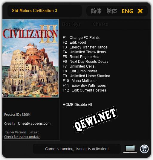 Трейнер для Sid Meiers Civilization 3 [v1.0.6]