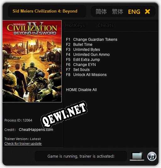 Sid Meiers Civilization 4: Beyond the Sword: Читы, Трейнер +8 [CheatHappens.com]