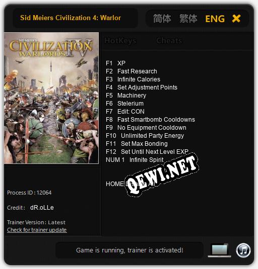 Sid Meiers Civilization 4: Warlords: ТРЕЙНЕР И ЧИТЫ (V1.0.87)