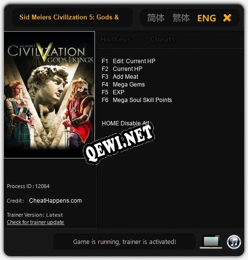 Трейнер для Sid Meiers Civilization 5: Gods & Kings [v1.0.2]