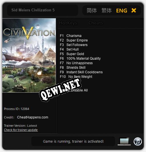 Sid Meiers Civilization 5: Читы, Трейнер +10 [CheatHappens.com]
