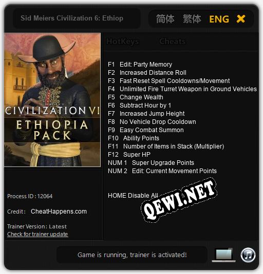 Трейнер для Sid Meiers Civilization 6: Ethiopia [v1.0.5]