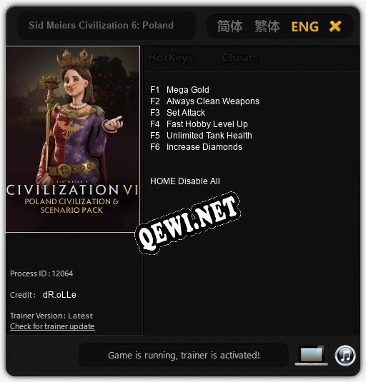 Трейнер для Sid Meiers Civilization 6: Poland [v1.0.9]
