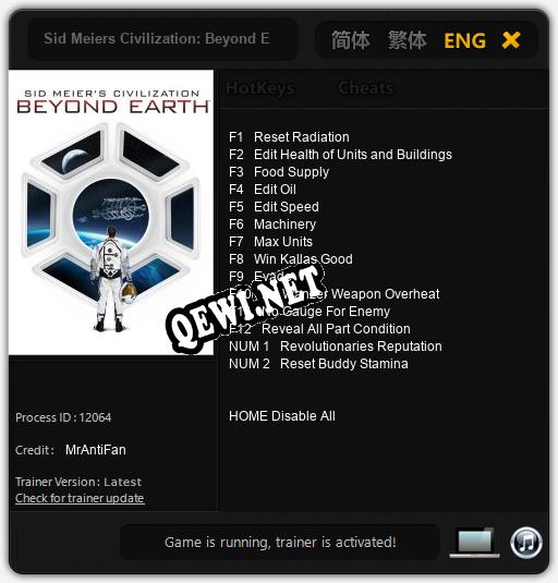 Sid Meiers Civilization: Beyond Earth: ТРЕЙНЕР И ЧИТЫ (V1.0.64)