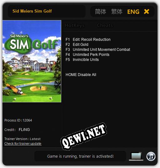 Трейнер для Sid Meiers Sim Golf [v1.0.5]