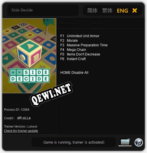 Трейнер для Side Decide [v1.0.4]