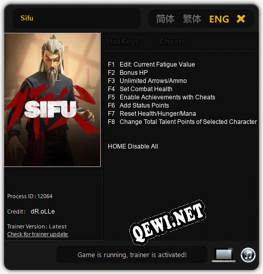 Sifu: Трейнер +8 [v1.2]