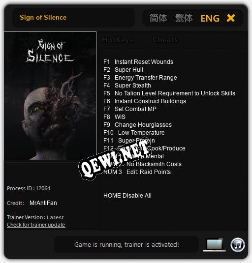 Sign of Silence: Читы, Трейнер +15 [MrAntiFan]