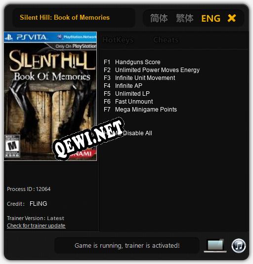 Трейнер для Silent Hill: Book of Memories [v1.0.6]