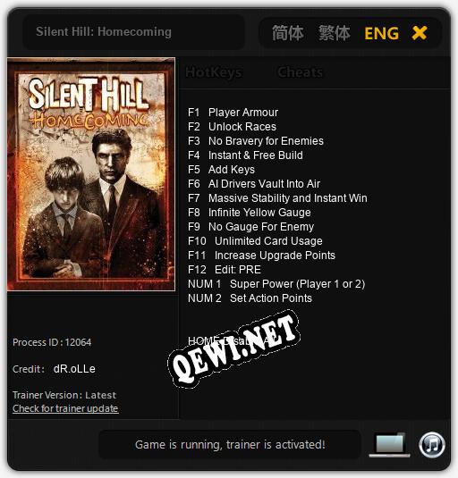 Трейнер для Silent Hill: Homecoming [v1.0.1]