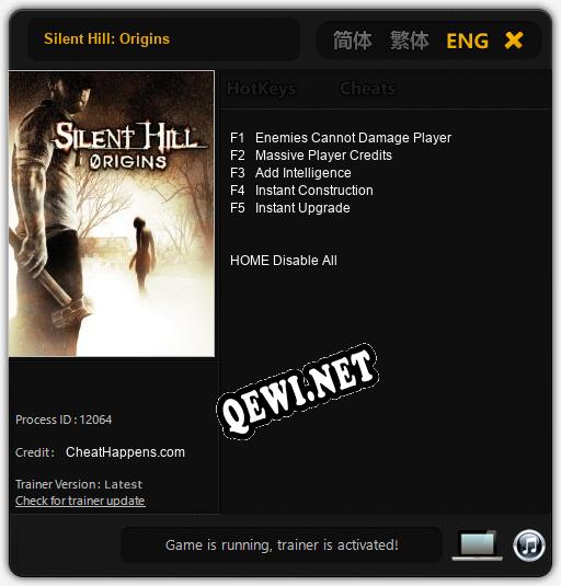 Трейнер для Silent Hill: Origins [v1.0.8]