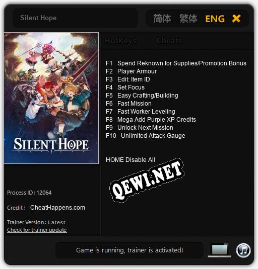 Silent Hope: Трейнер +10 [v1.8]