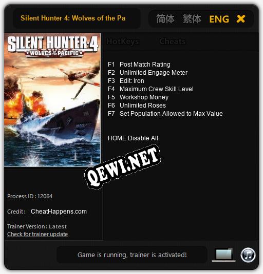 Silent Hunter 4: Wolves of the Pacific: Трейнер +7 [v1.6]