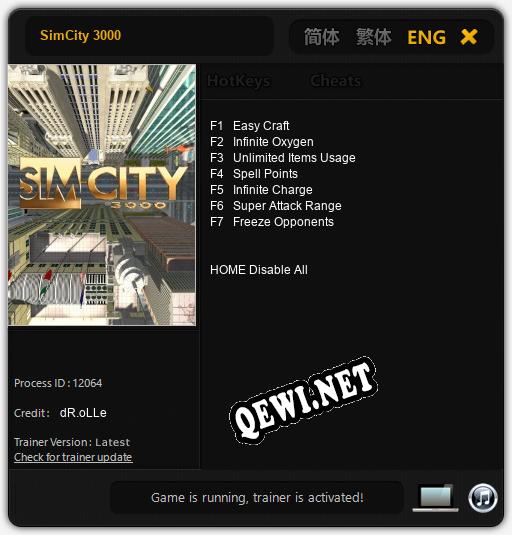 Трейнер для SimCity 3000 [v1.0.9]
