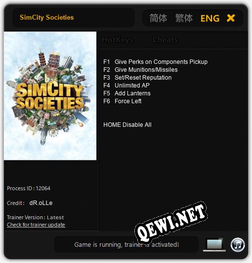 SimCity Societies: Читы, Трейнер +6 [dR.oLLe]