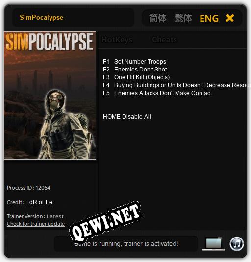 Трейнер для SimPocalypse [v1.0.9]