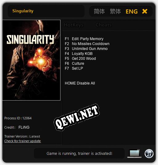 Трейнер для Singularity [v1.0.5]