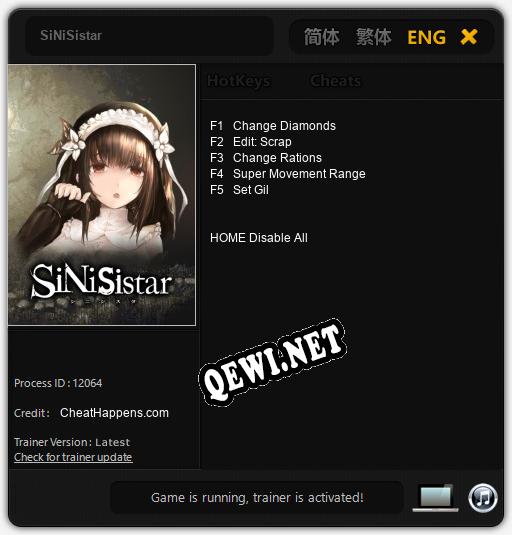 Трейнер для SiNiSistar [v1.0.1]