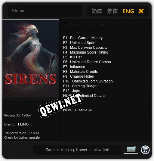 Sirens: Трейнер +13 [v1.4]