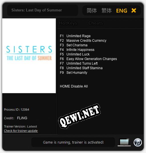 Sisters: Last Day of Summer: Читы, Трейнер +9 [FLiNG]