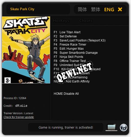 Трейнер для Skate Park City [v1.0.3]