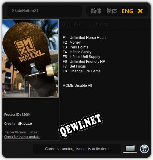 SkateNationXL: Трейнер +8 [v1.9]