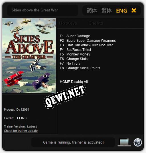 Skies above the Great War: Трейнер +8 [v1.2]