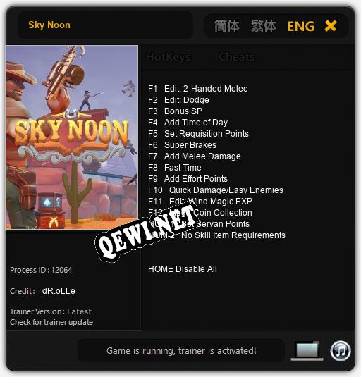 Трейнер для Sky Noon [v1.0.3]