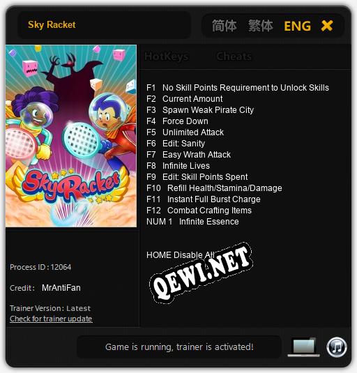 Трейнер для Sky Racket [v1.0.4]