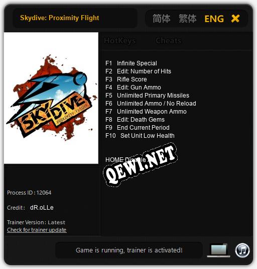 Skydive: Proximity Flight: ТРЕЙНЕР И ЧИТЫ (V1.0.45)