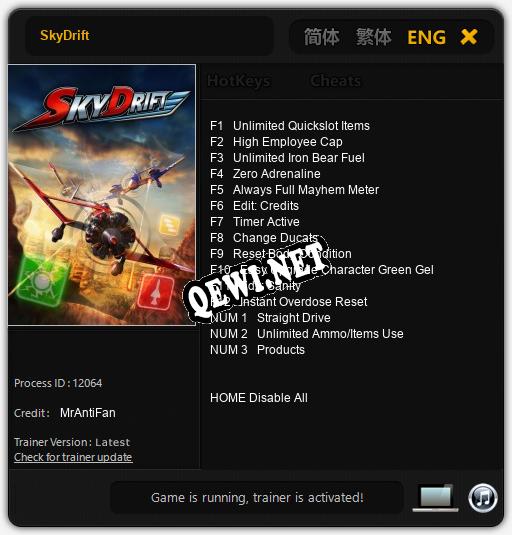 SkyDrift: Трейнер +15 [v1.5]