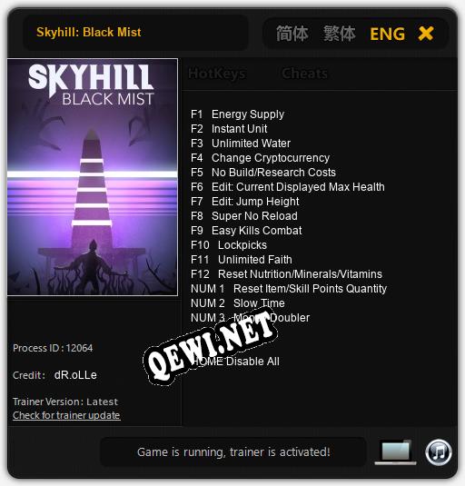 Skyhill: Black Mist: Читы, Трейнер +15 [dR.oLLe]