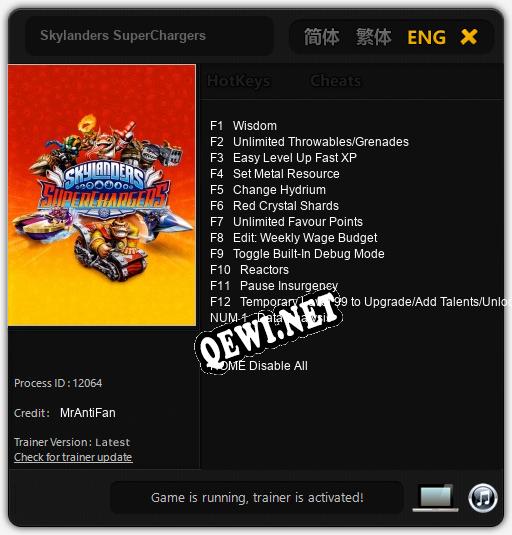 Skylanders SuperChargers: Трейнер +13 [v1.8]