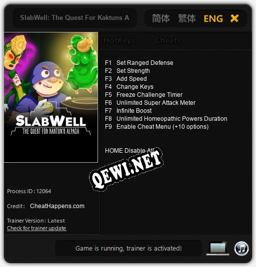 Трейнер для SlabWell: The Quest For Kaktuns Alpaca [v1.0.1]